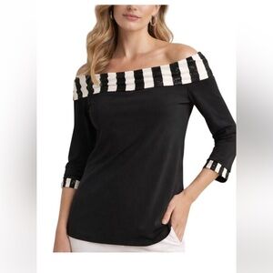 Joseph Ribkoff Black and White Striped Top